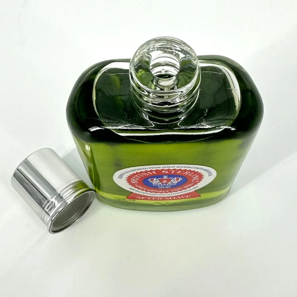 British Sterling‎ After Shave For Men 2 Fl Oz 59 Ml Glass Bottle Vintage Green